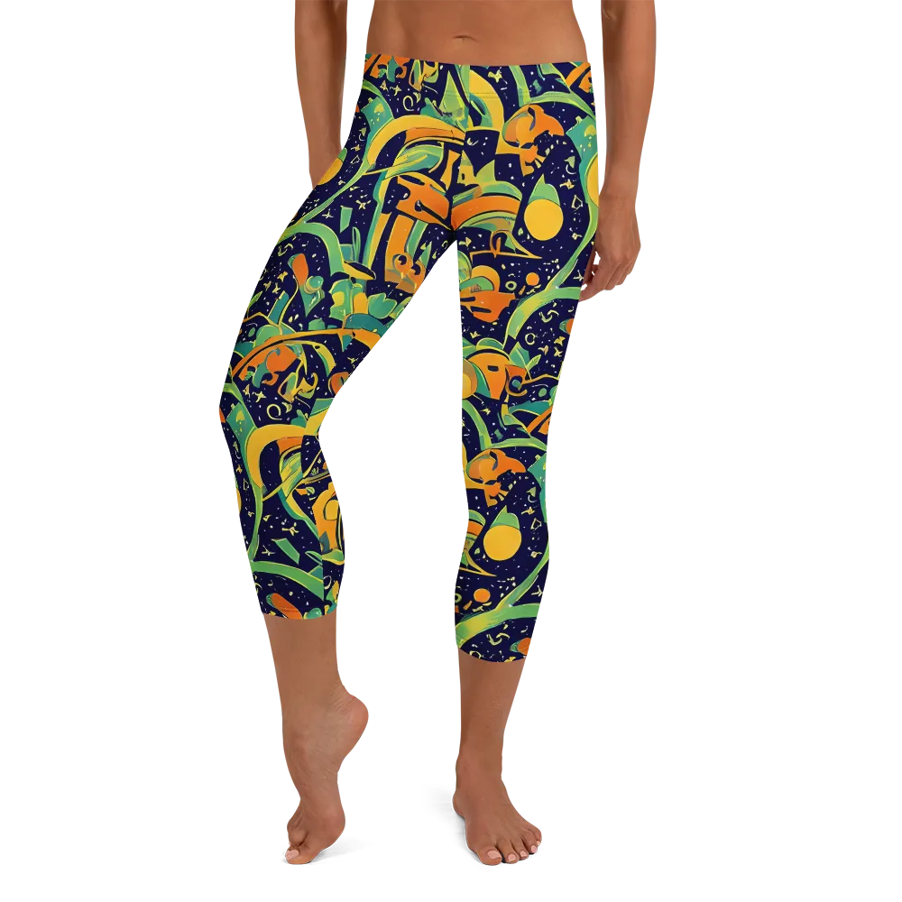 Jungle Voltage on Capri Leggings — Front