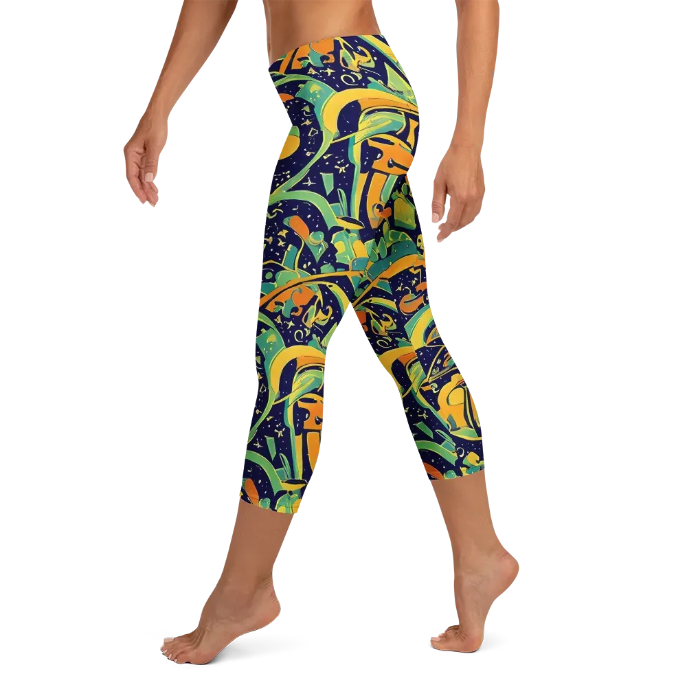Jungle Voltage on Capri Leggings — Left