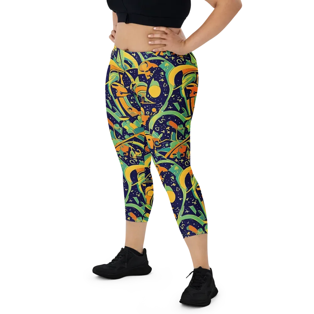 Jungle Voltage on Capri Leggings — Front
