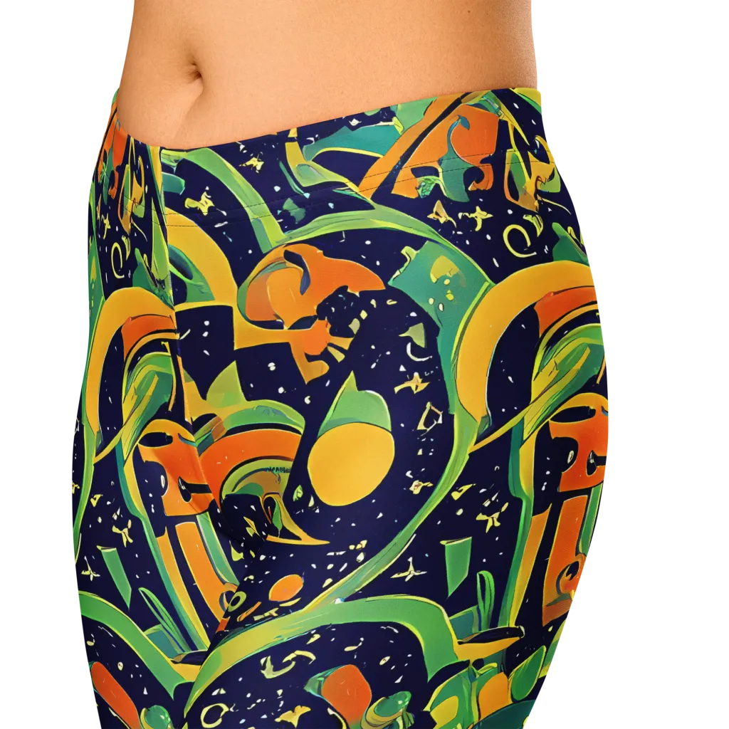 Jungle Voltage on Capri Leggings — Zoomed-in