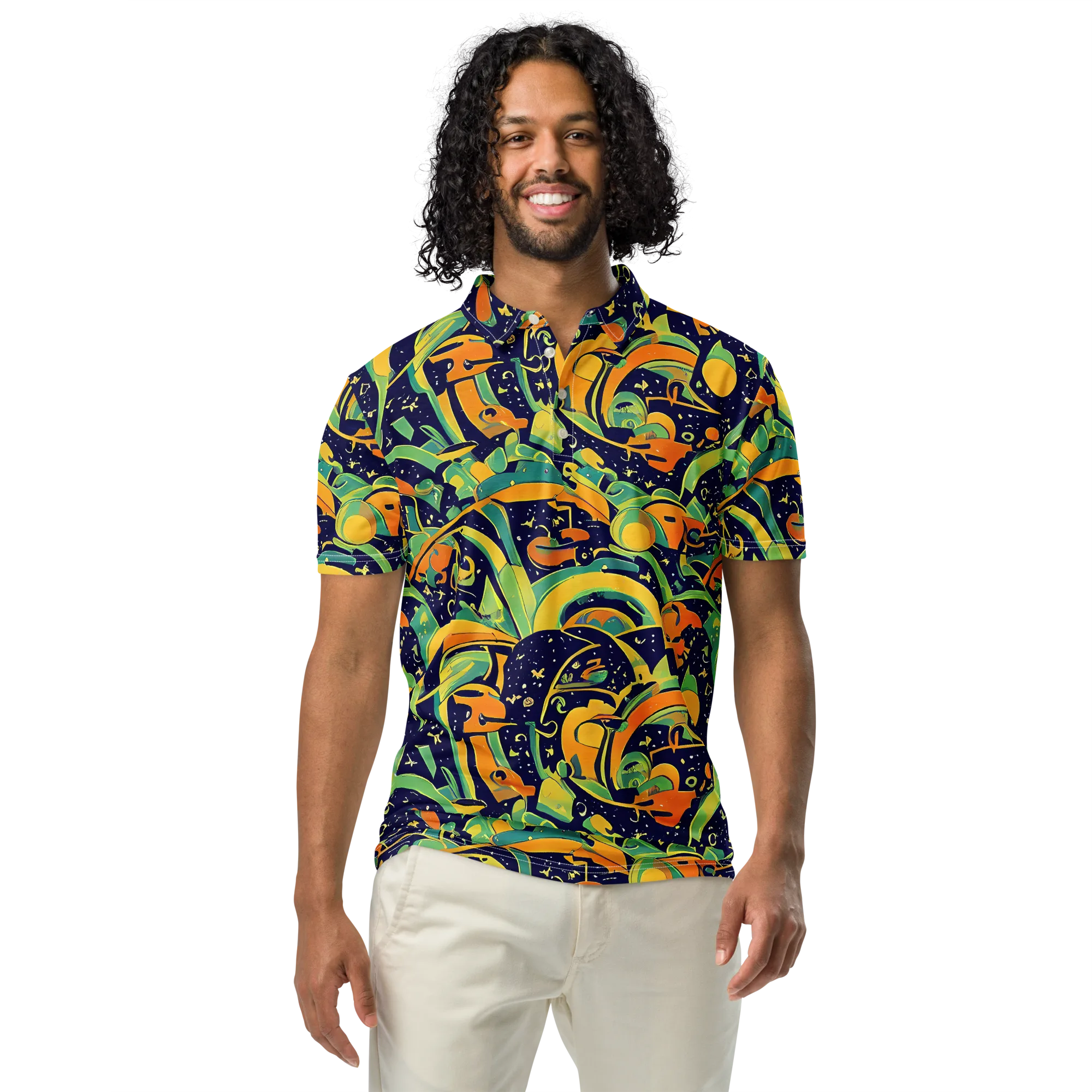 Jungle Voltage on Men's Slim Fit Polo Shirt — Front