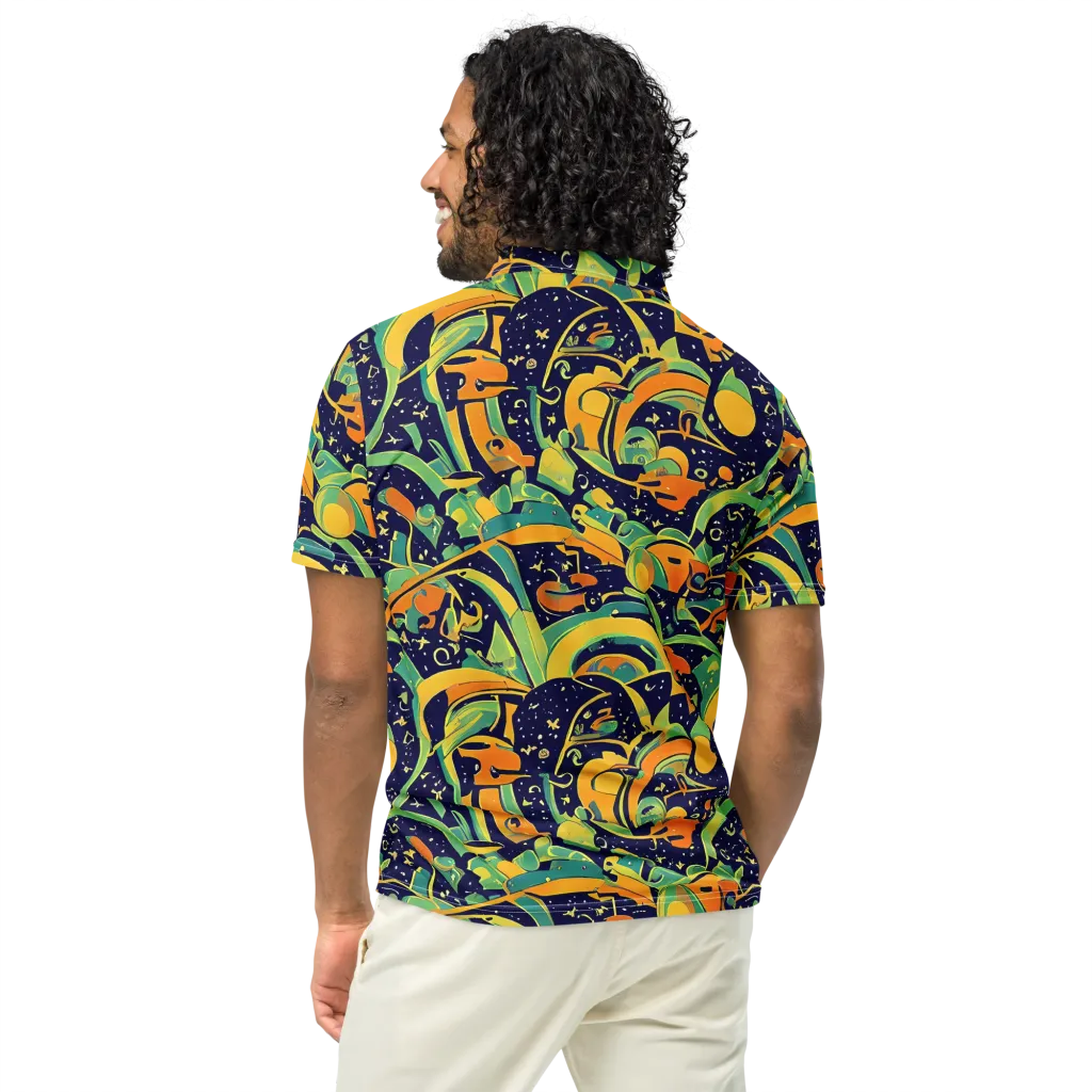 Jungle Voltage on Men's Slim Fit Polo Shirt — Back