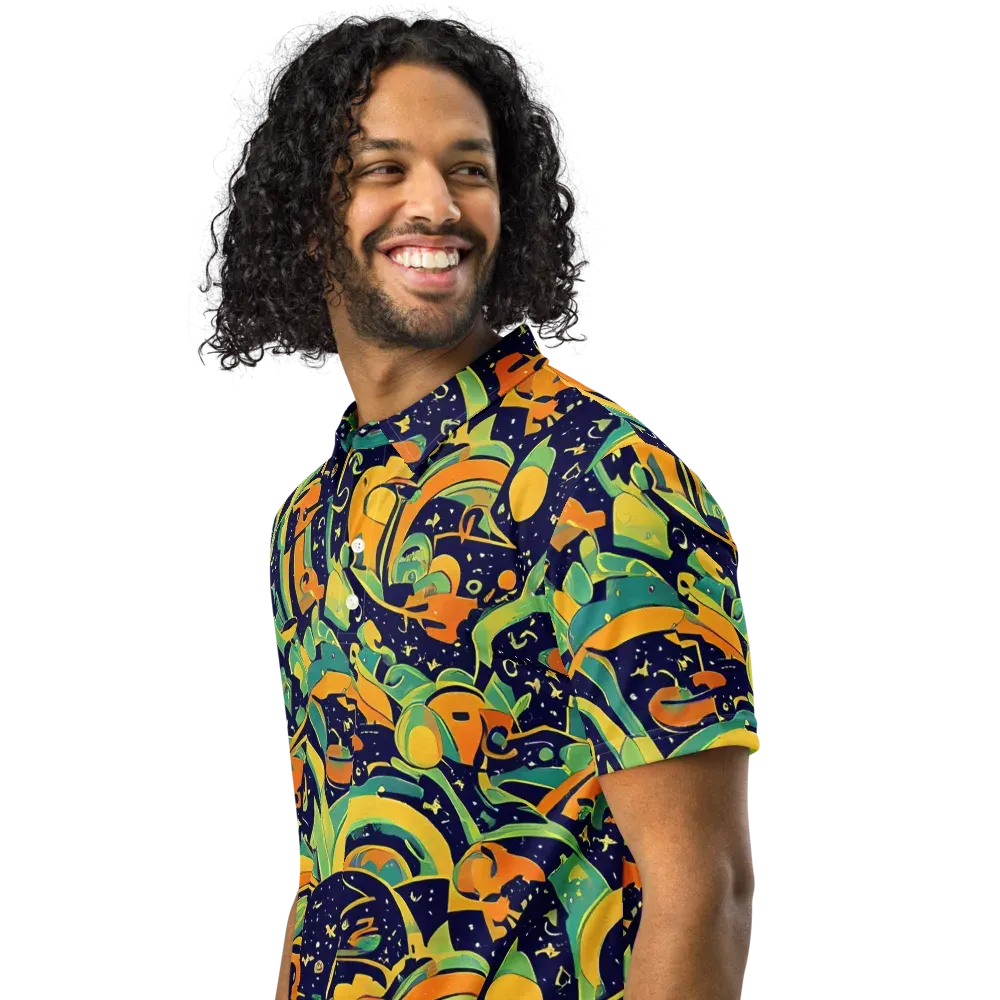Jungle Voltage on Men's Slim Fit Polo Shirt — Left Front