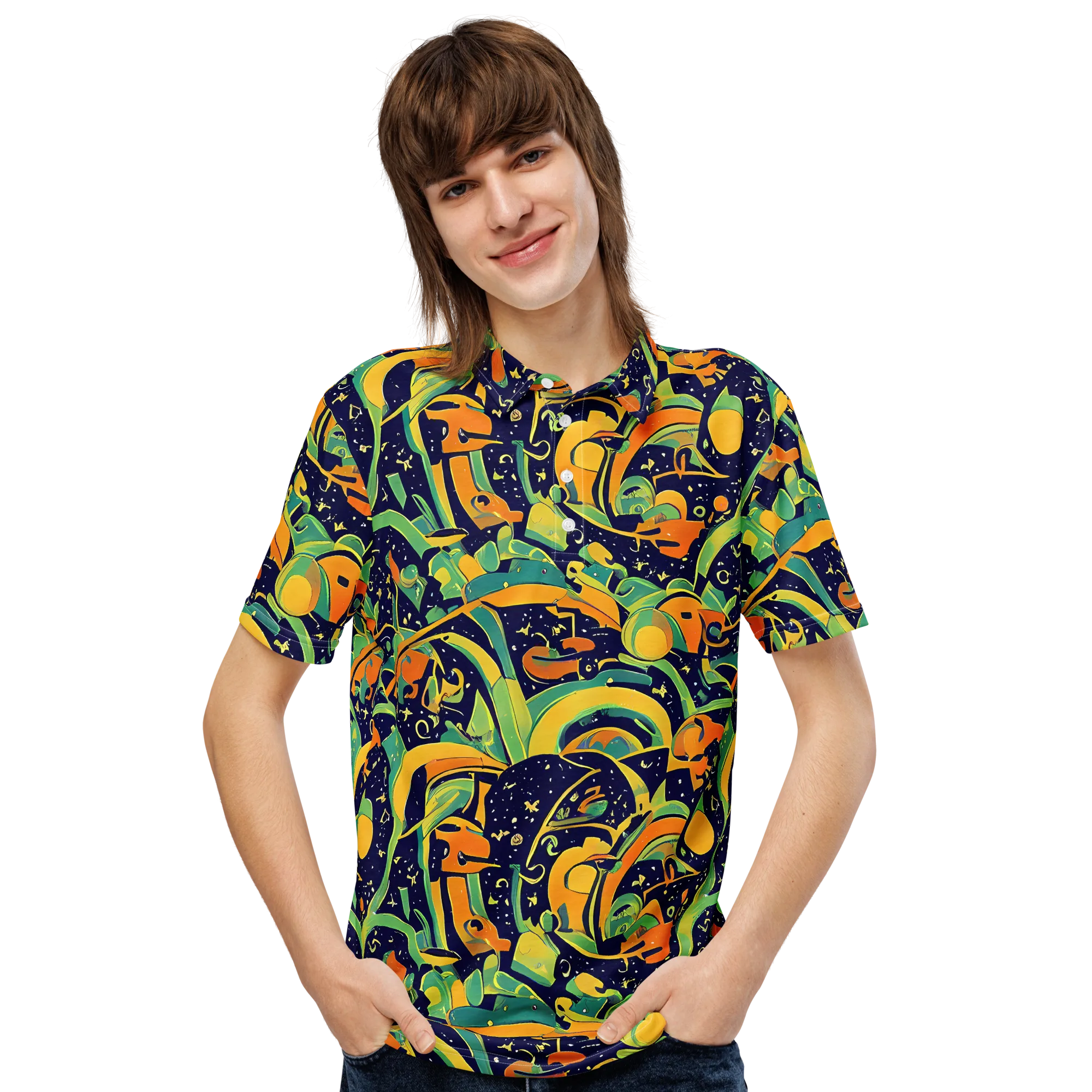 Jungle Voltage on Men's Slim Fit Polo Shirt — Front