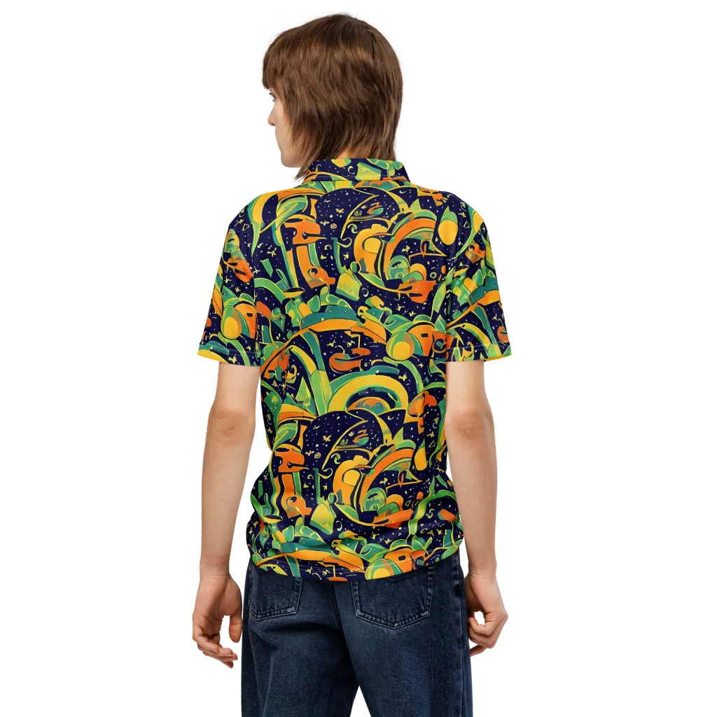 Jungle Voltage on Men's Slim Fit Polo Shirt — Back