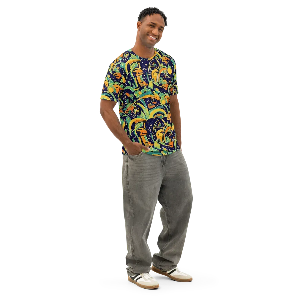 Jungle Voltage on Men's Cotton Crew Neck T-Shirt — Right Front
