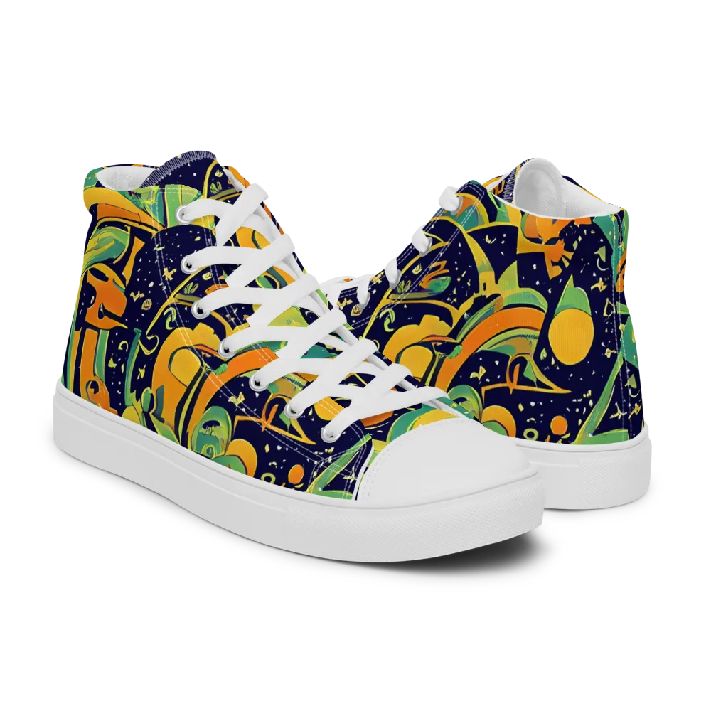 Jungle Voltage on Men's High Top Canvas Shoes — Right