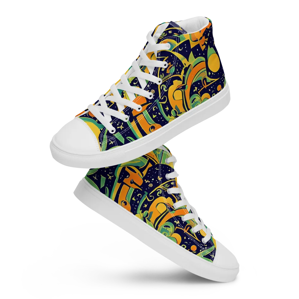 Jungle Voltage on Men's High Top Canvas Shoes — Front