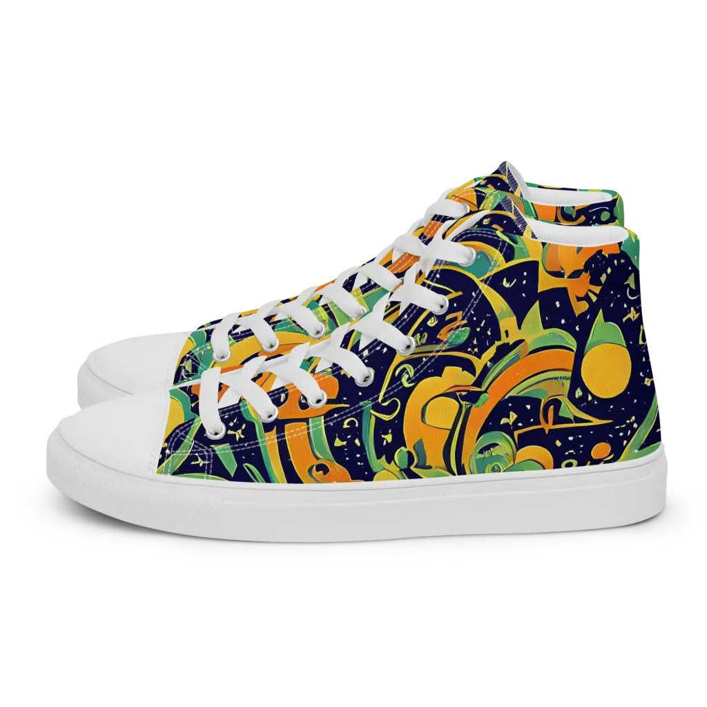 Jungle Voltage on Women's High Top Canvas Shoes — Left