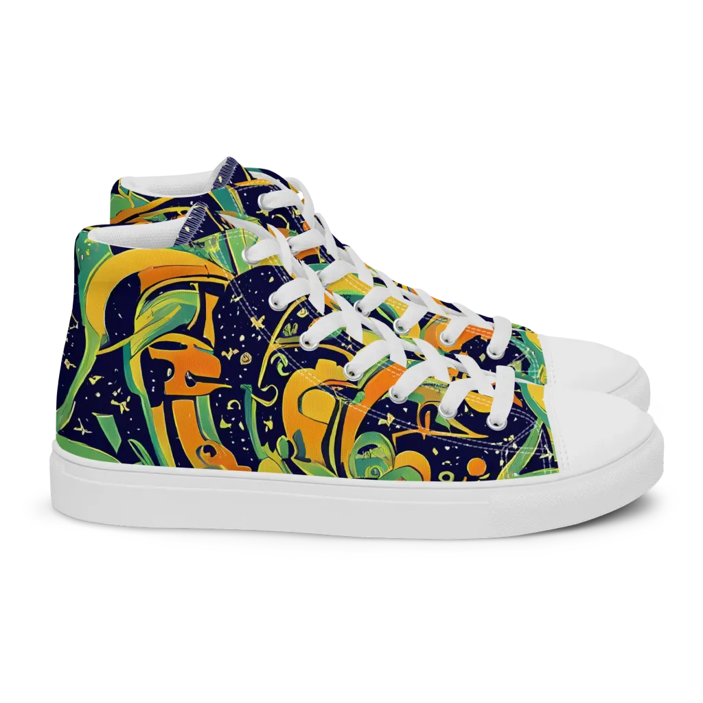 Jungle Voltage on Women's High Top Canvas Shoes — Right