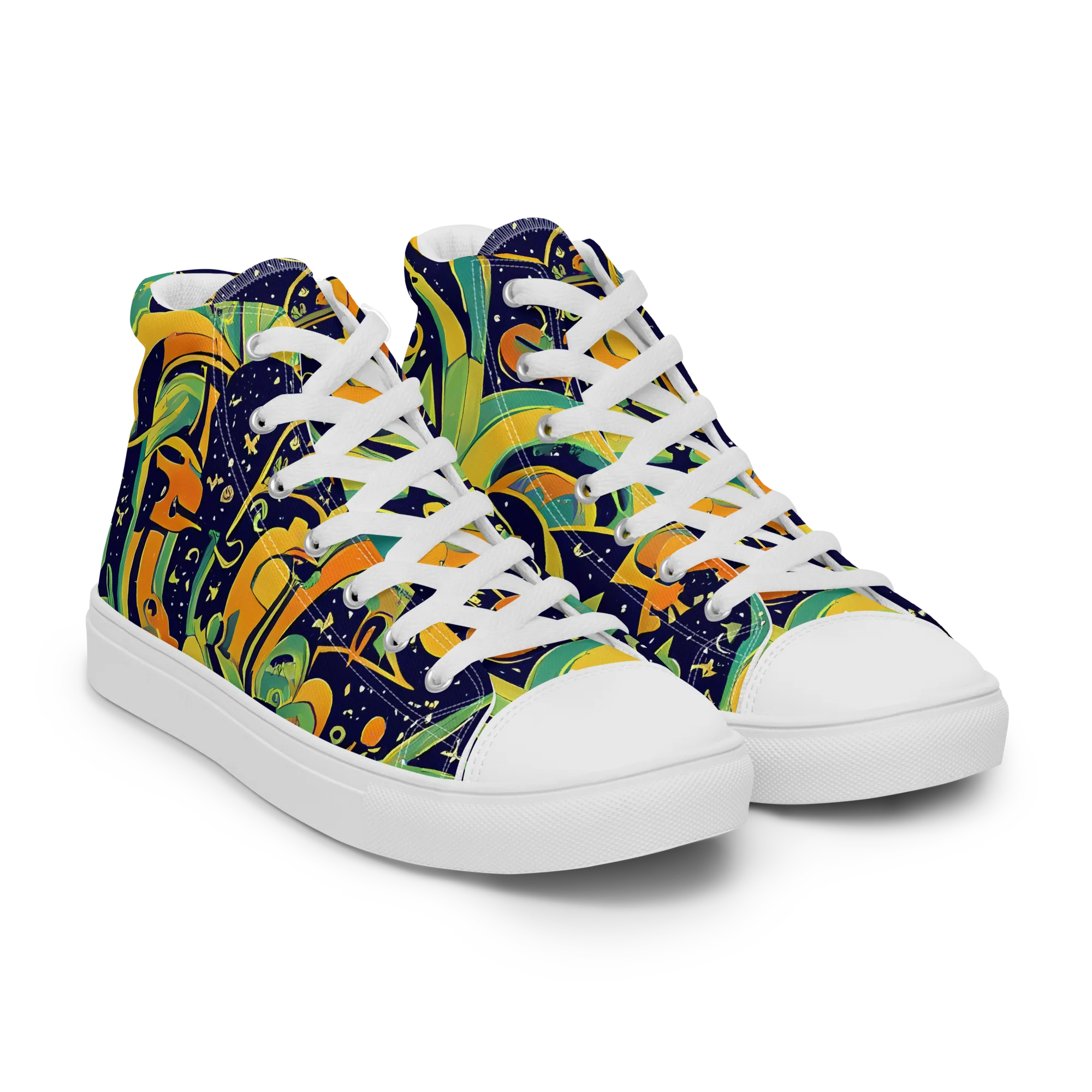 Jungle Voltage on Women's High Top Canvas Shoes — Right Front