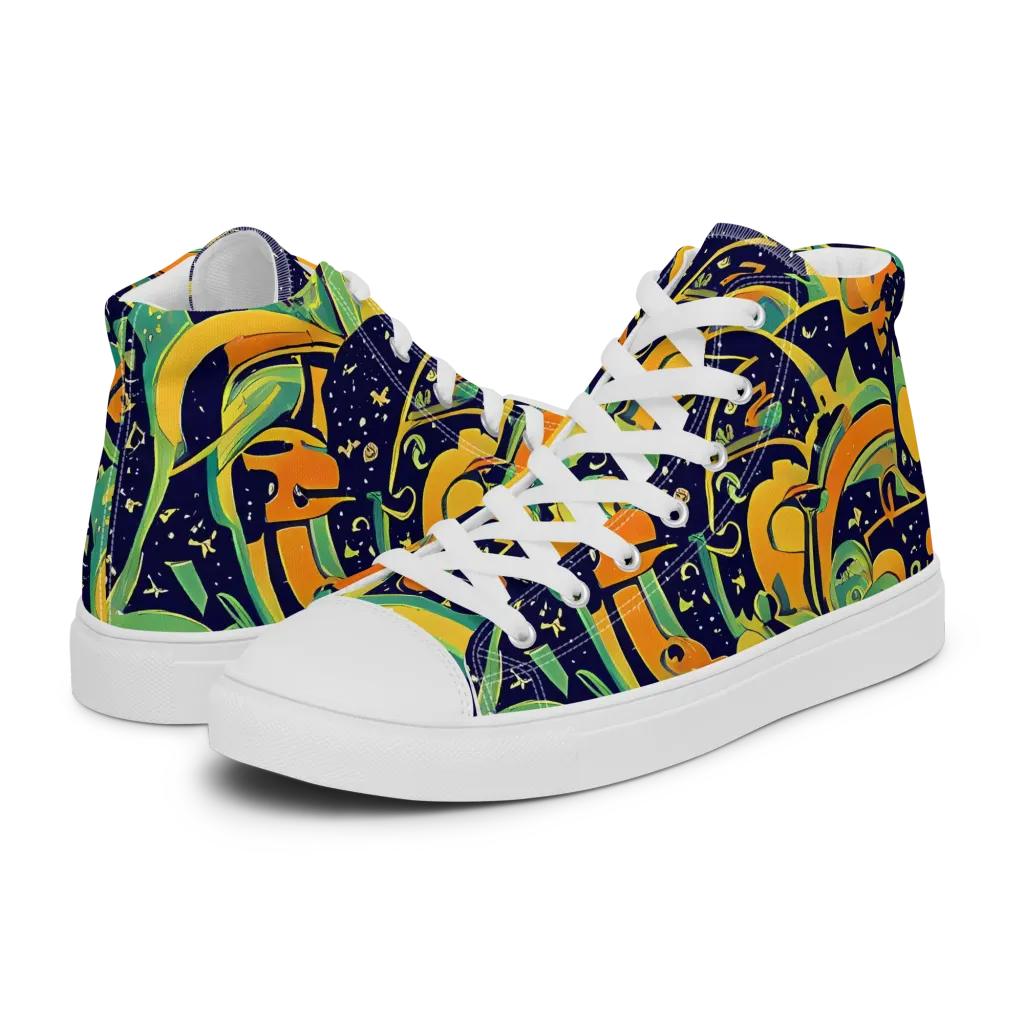 Jungle Voltage on Women's High Top Canvas Shoes — Left