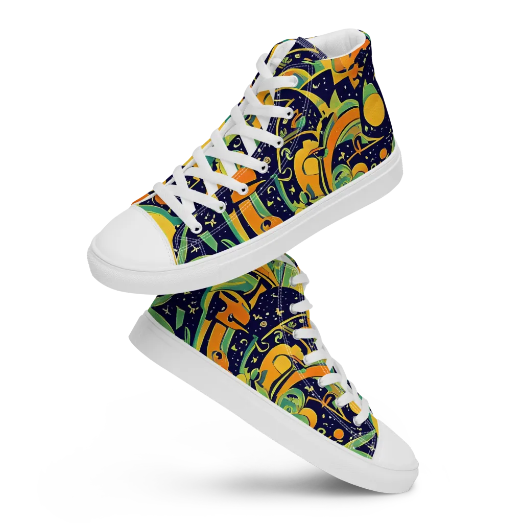 Jungle Voltage on Women's High Top Canvas Shoes — Front
