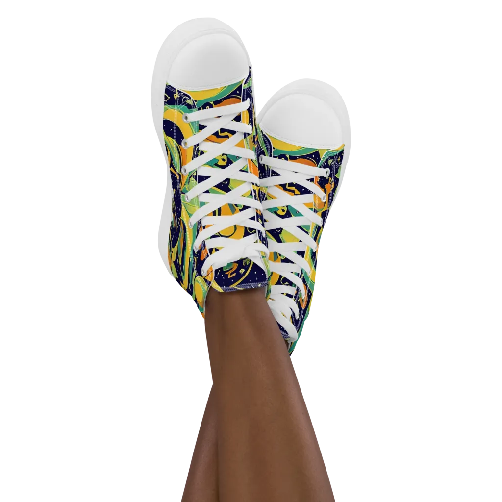 Jungle Voltage on Women's High Top Canvas Shoes — Front