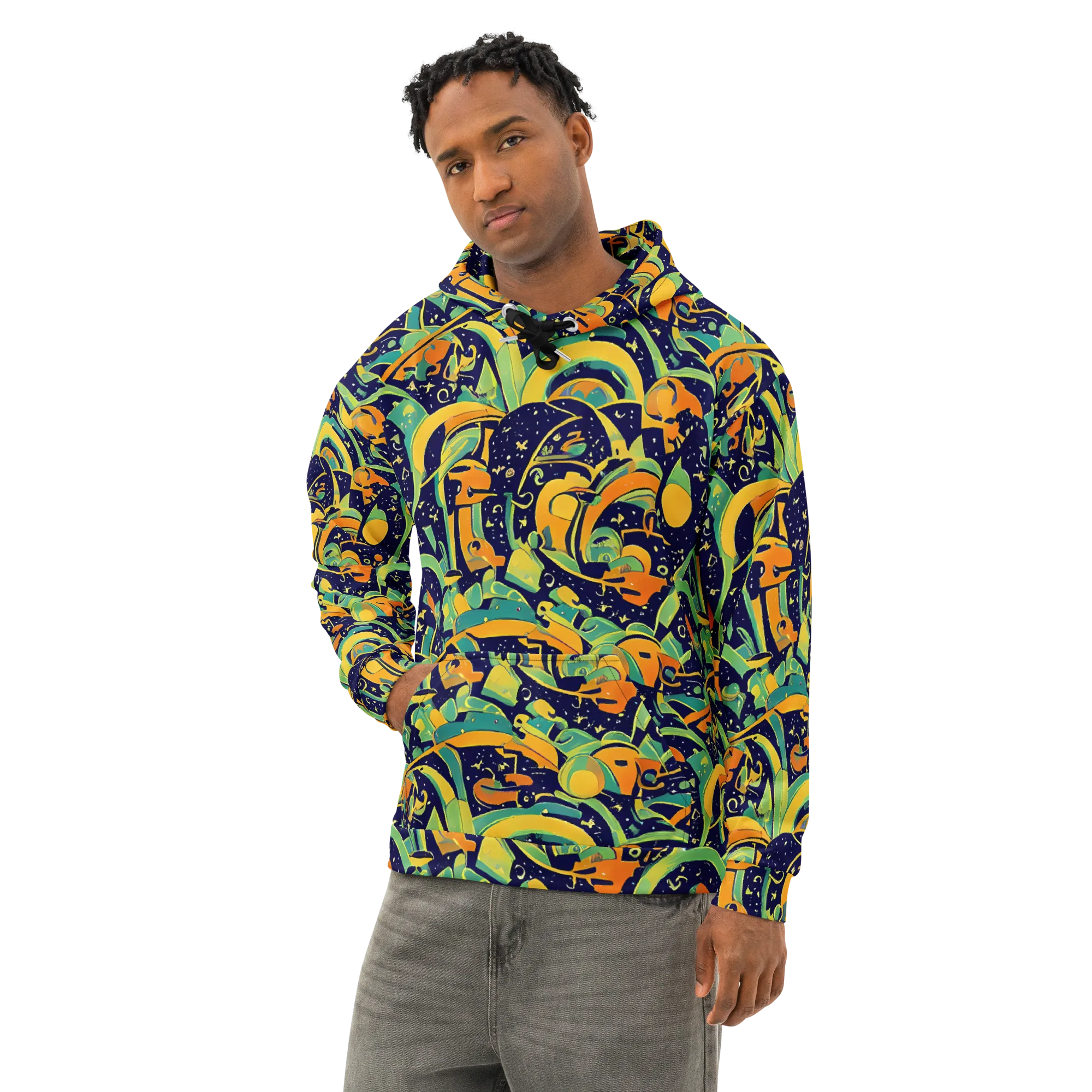 Jungle Voltage on Cotton Hoodie — Left Front