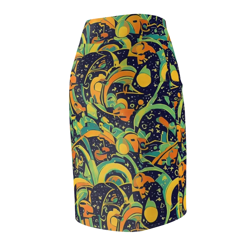 Jungle Voltage on Pencil Skirt — Back Side