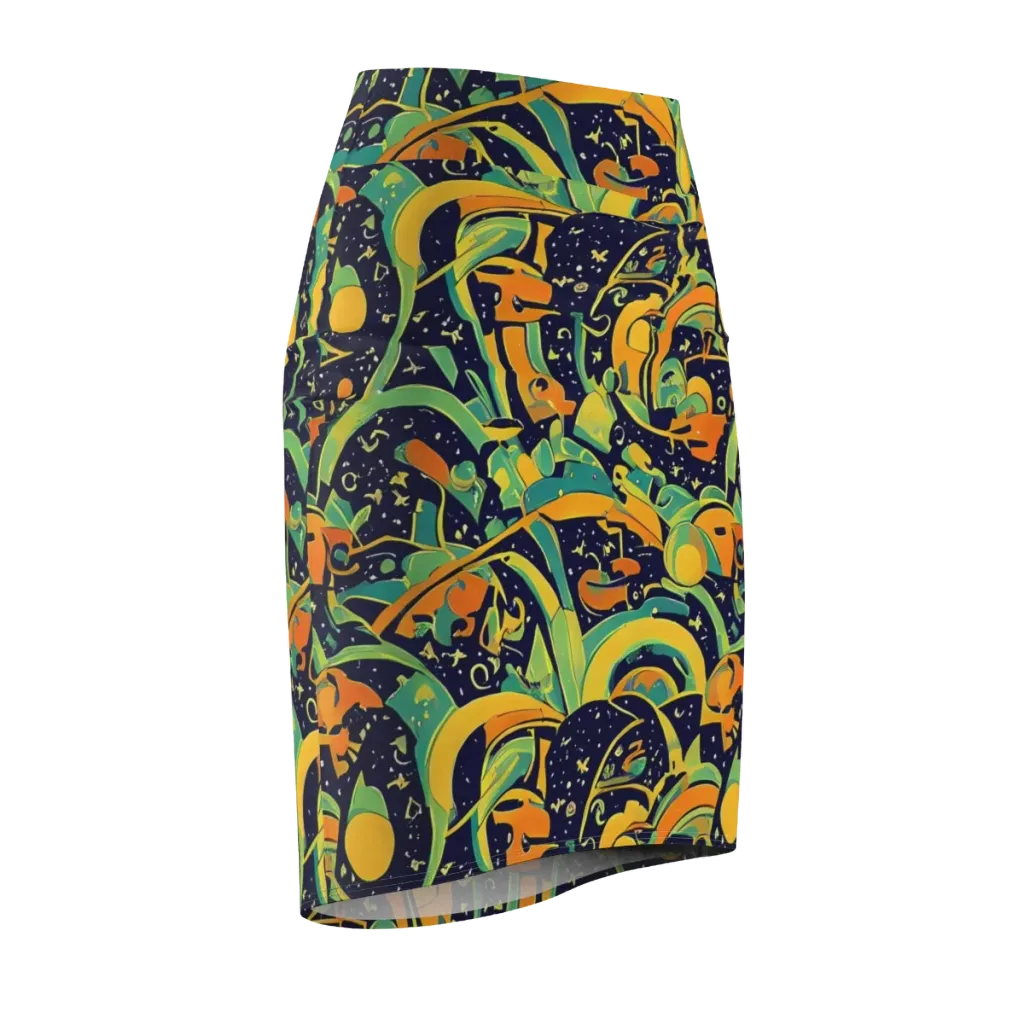 Jungle Voltage on Pencil Skirt — Front Side