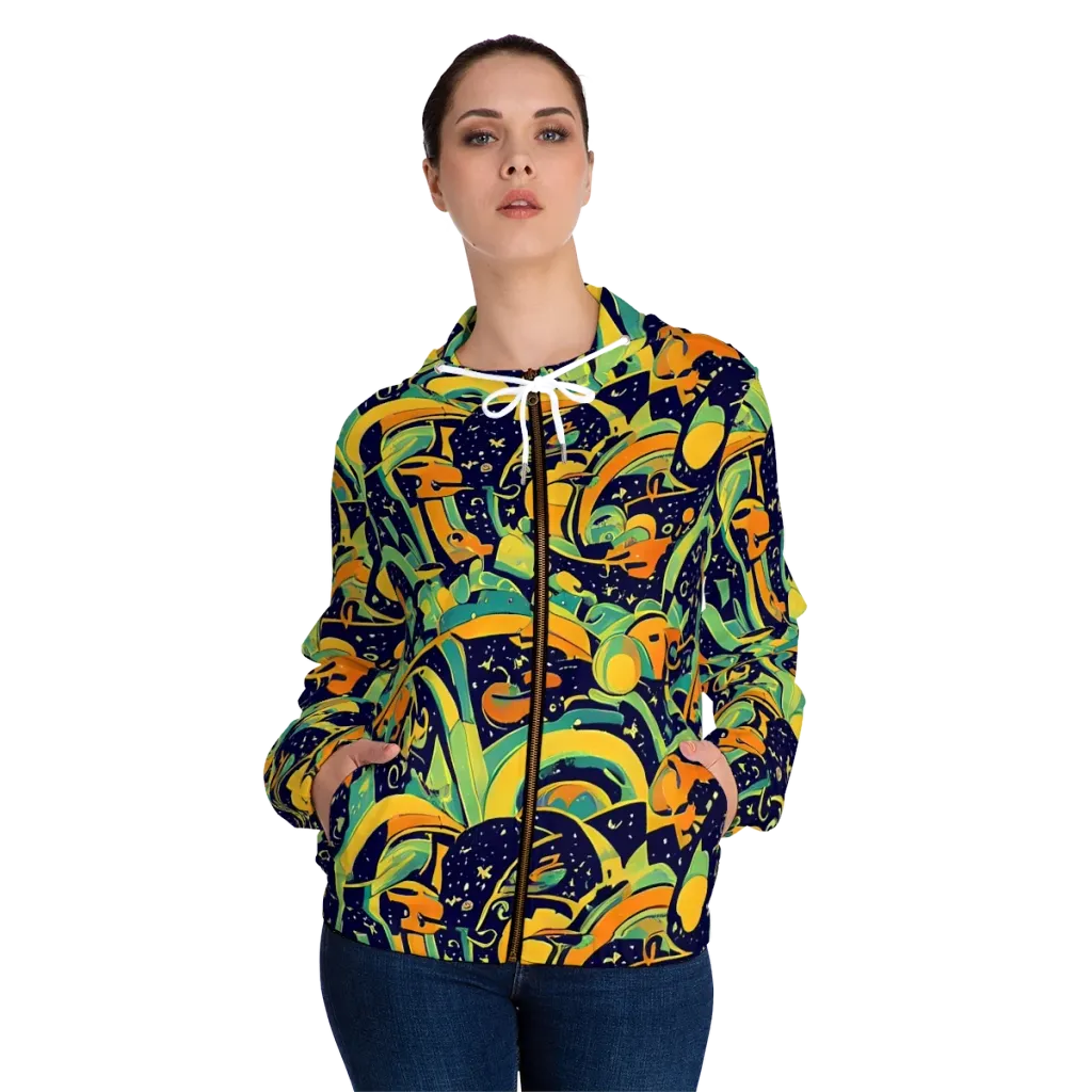 Jungle Voltage on Women's Full-Zip Hoodie — Front On Person