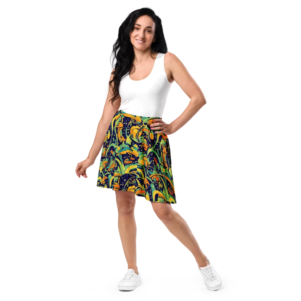 Jungle Voltage on Skater Skirt — Front