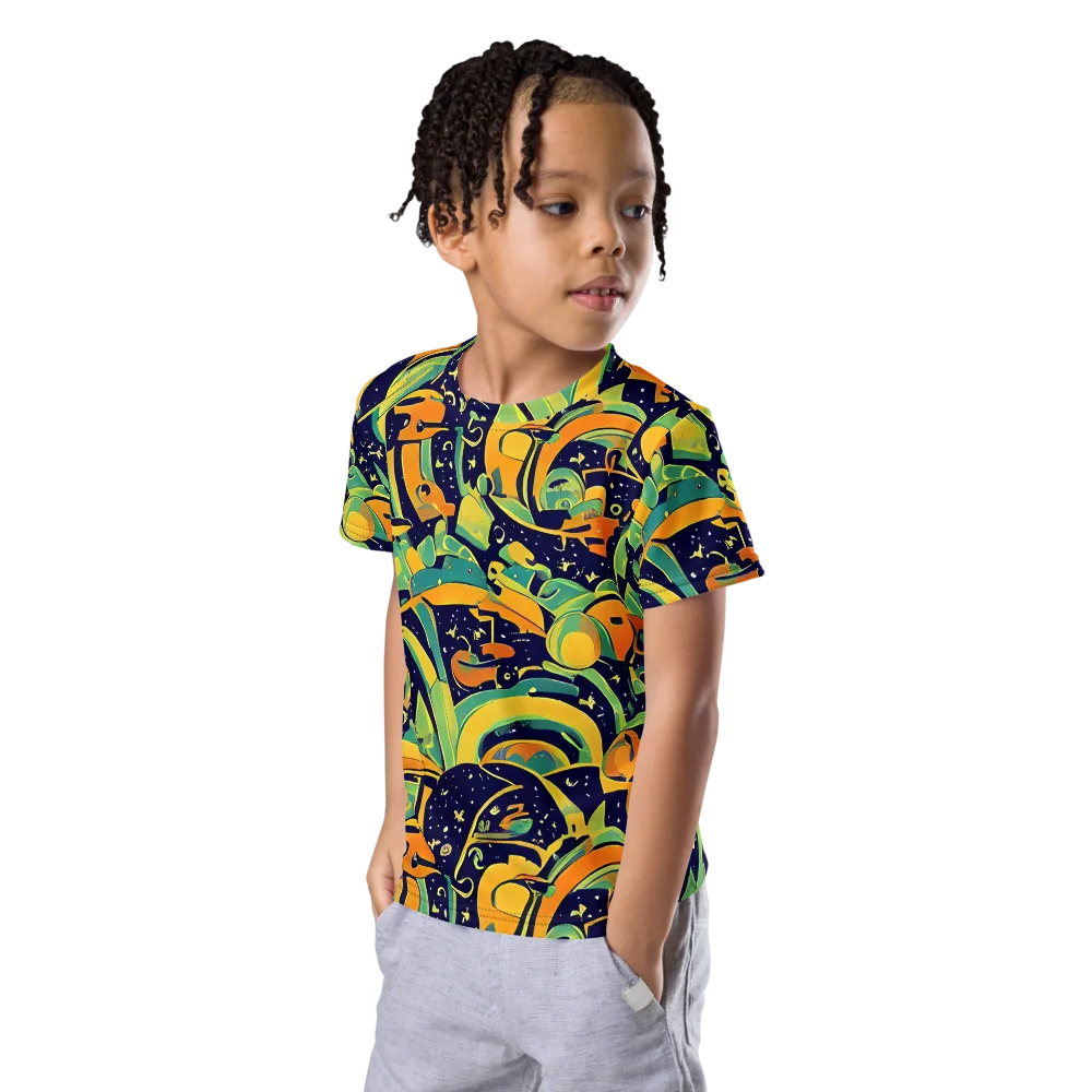 Jungle Voltage on Kids Crew Neck T-Shirt — Left Front