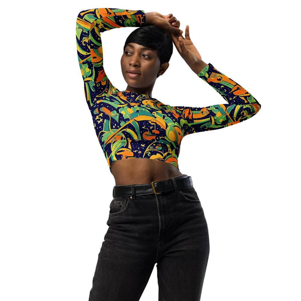Jungle Voltage on Long Sleeve Crop Top — Front