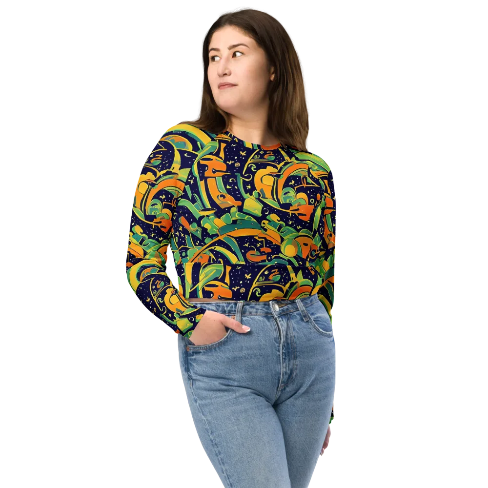 Jungle Voltage on Long Sleeve Crop Top — Front