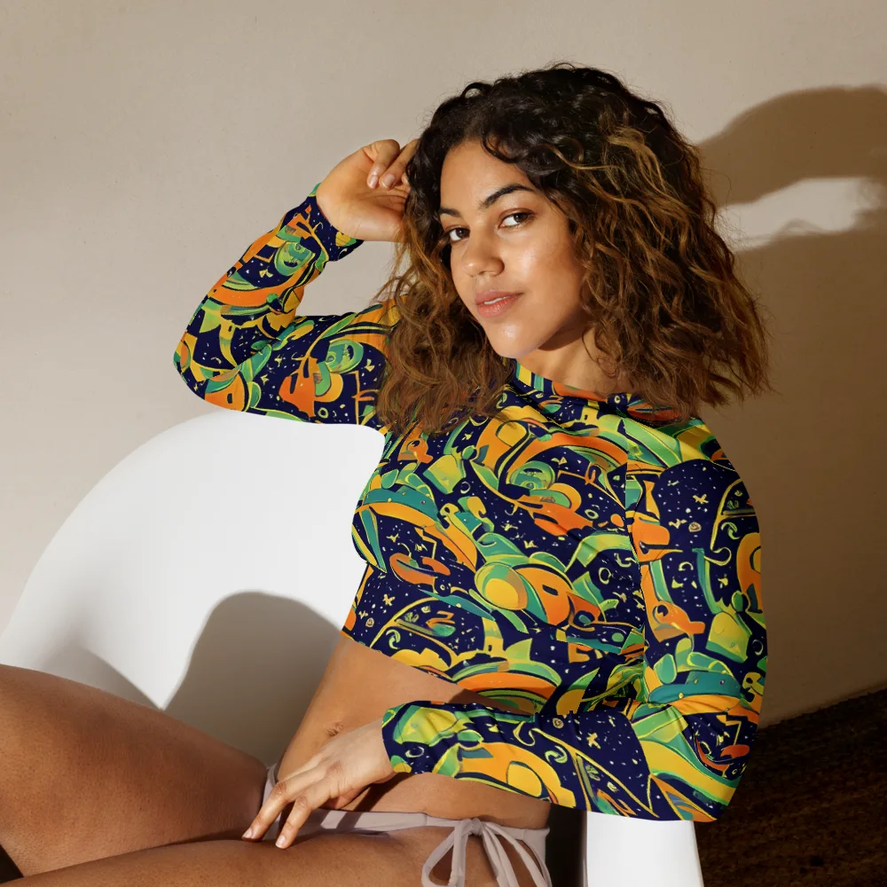 Jungle Voltage on Long Sleeve Crop Top — Left Front