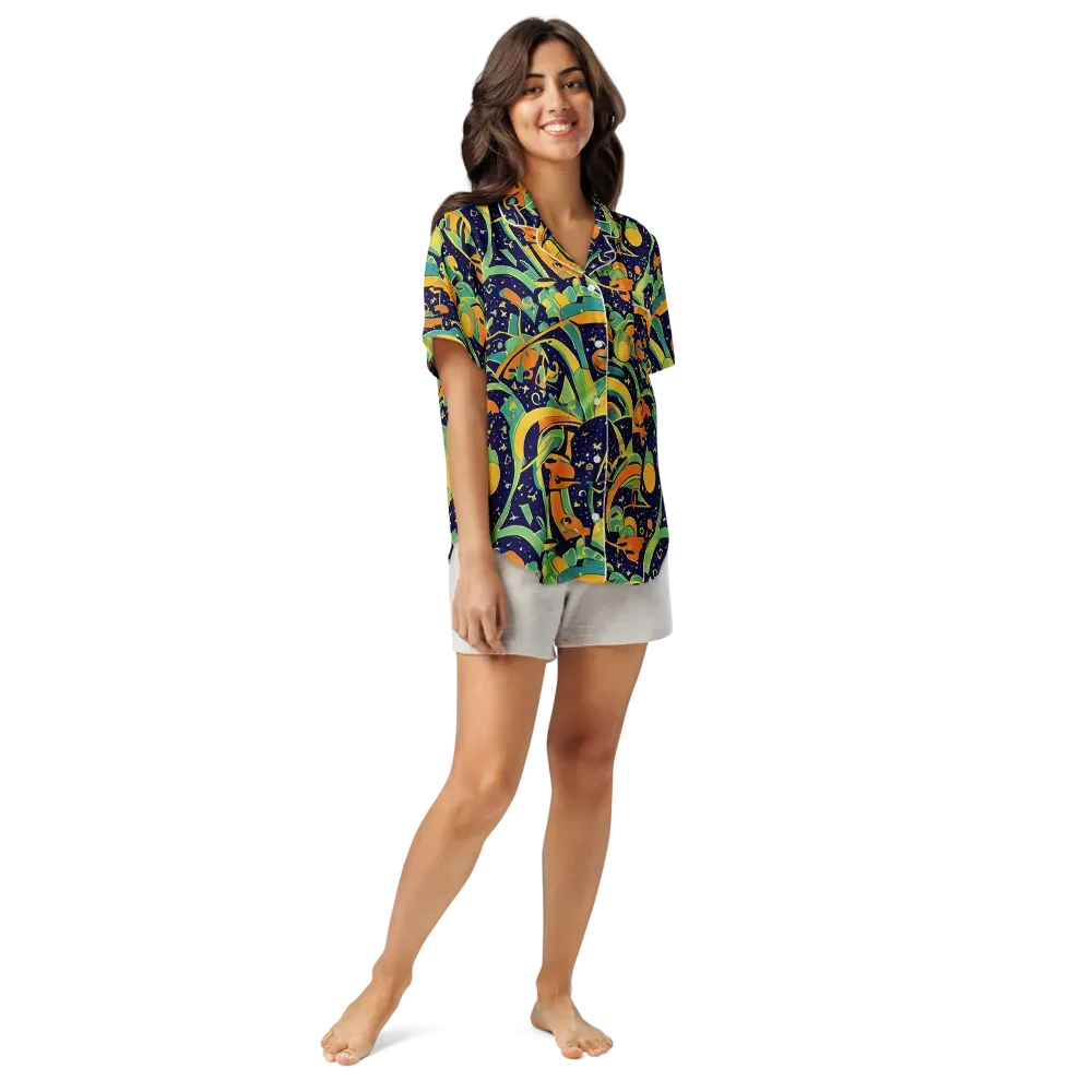 Jungle Voltage on Women's Short Sleeve Pajama Top — Front