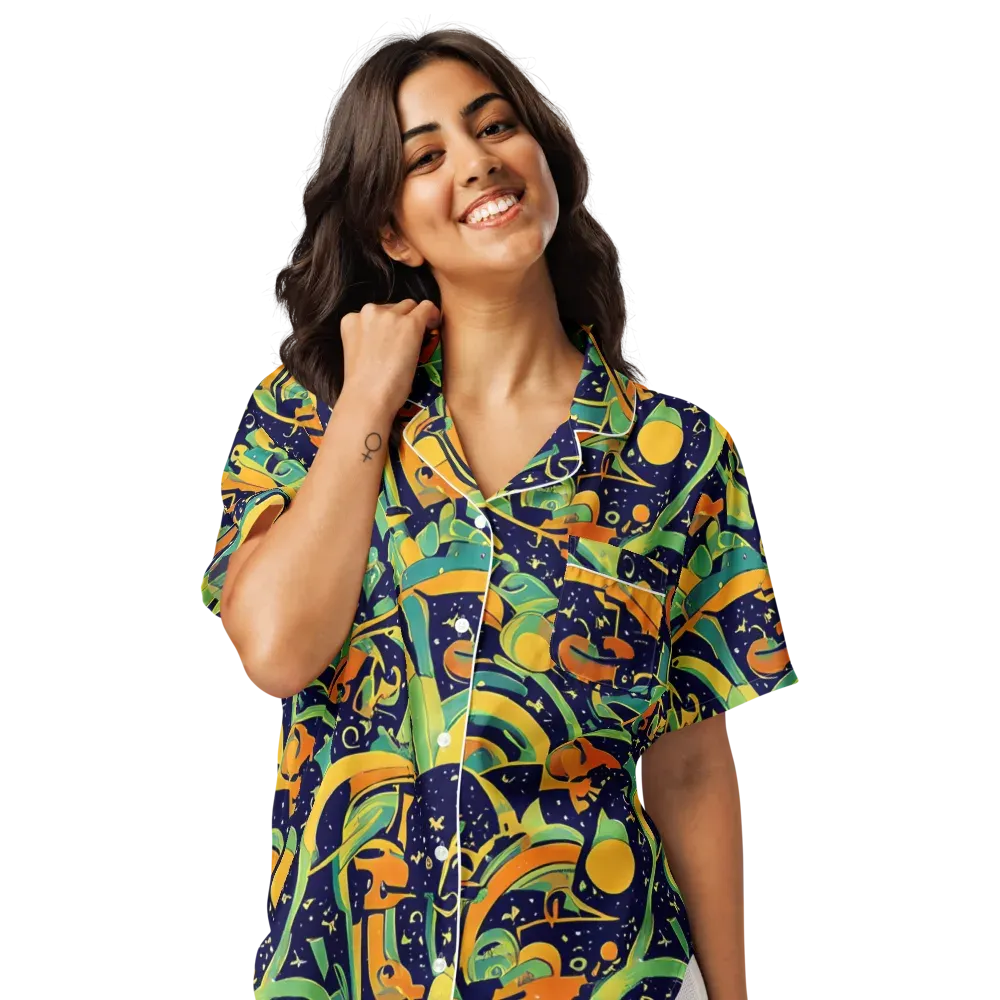 Jungle Voltage on Women's Short Sleeve Pajama Top — Front