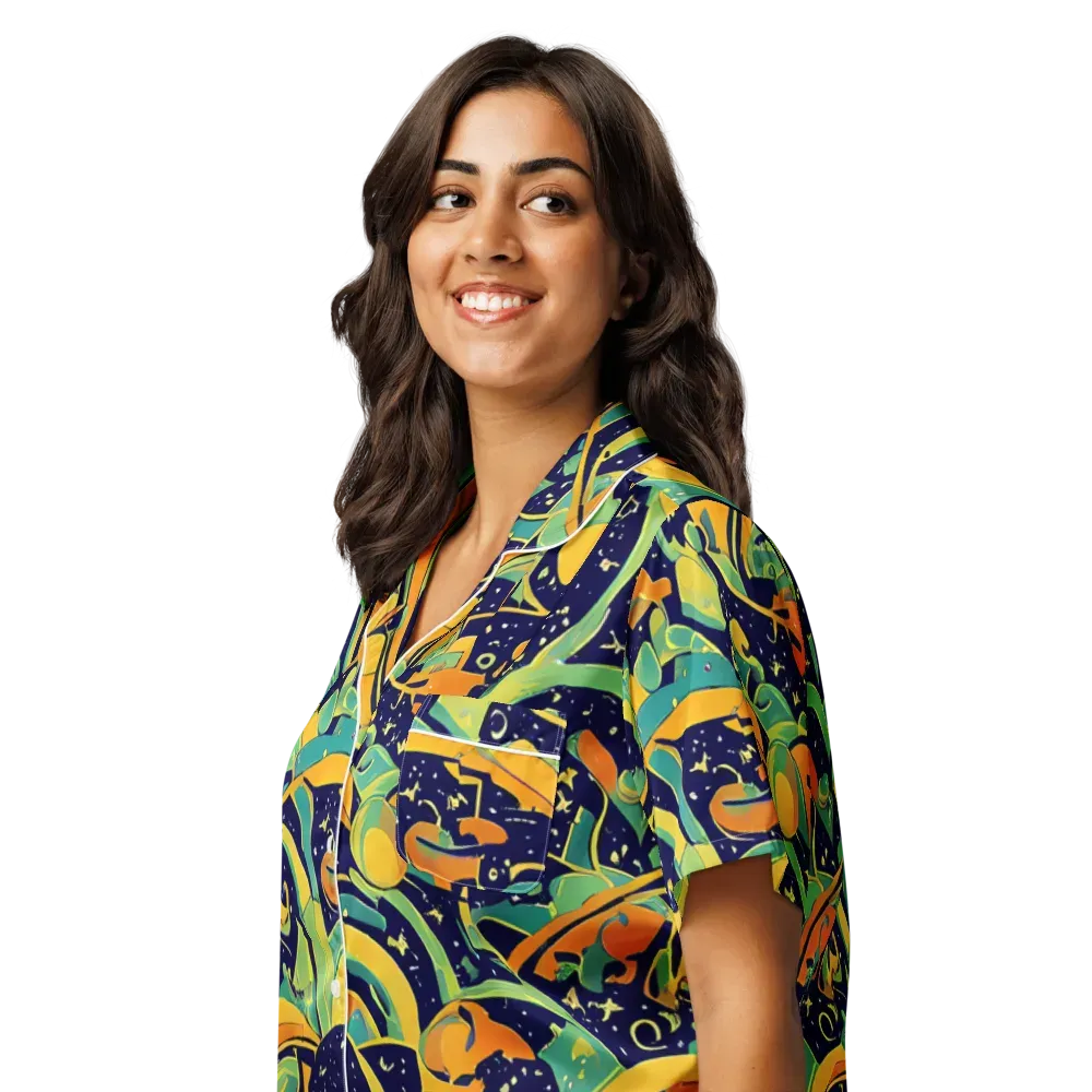 Jungle Voltage on Women's Short Sleeve Pajama Top — Left Front