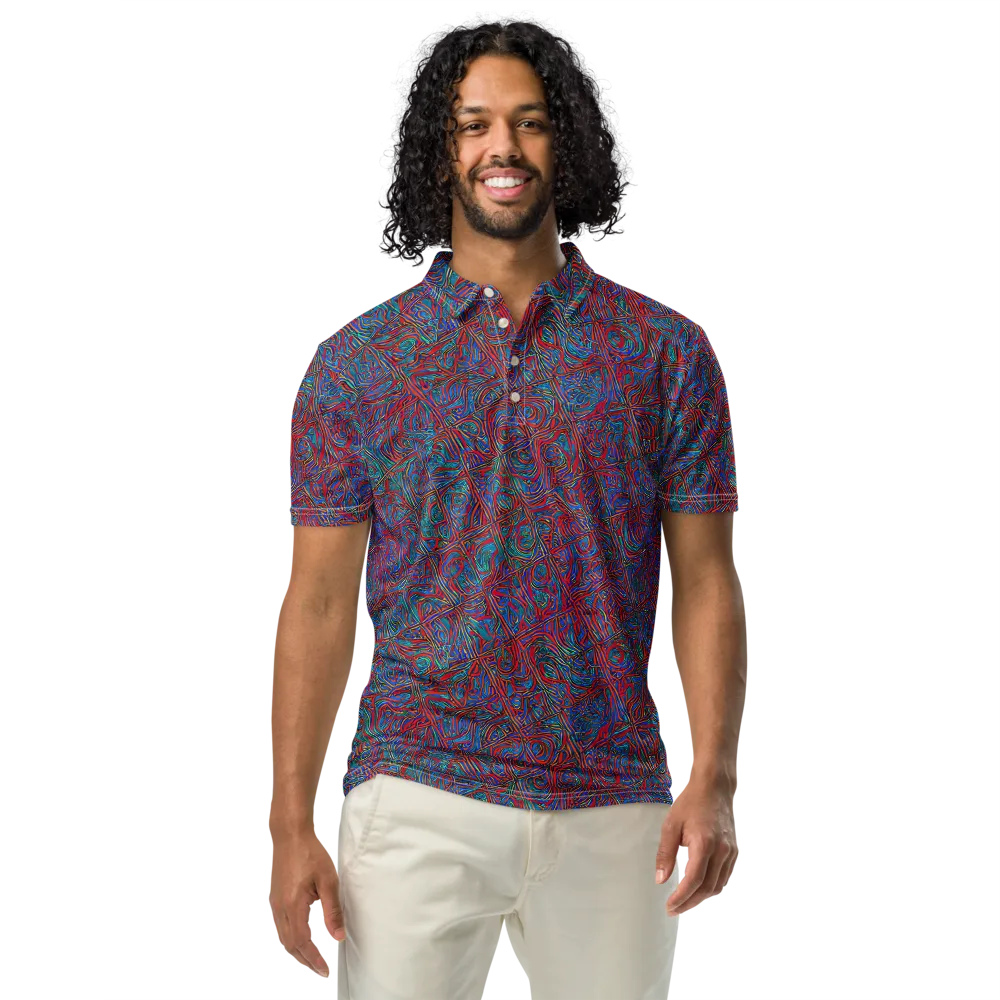 Kinetic Mosaic on Men's Slim Fit Polo Shirt — Front