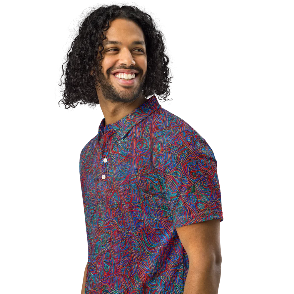 Kinetic Mosaic on Men's Slim Fit Polo Shirt — Left Front
