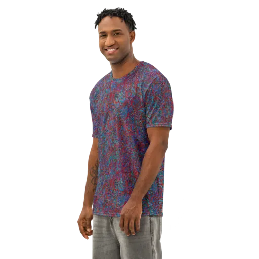 Kinetic Mosaic on a Men's Cotton Crew Neck T-Shirt