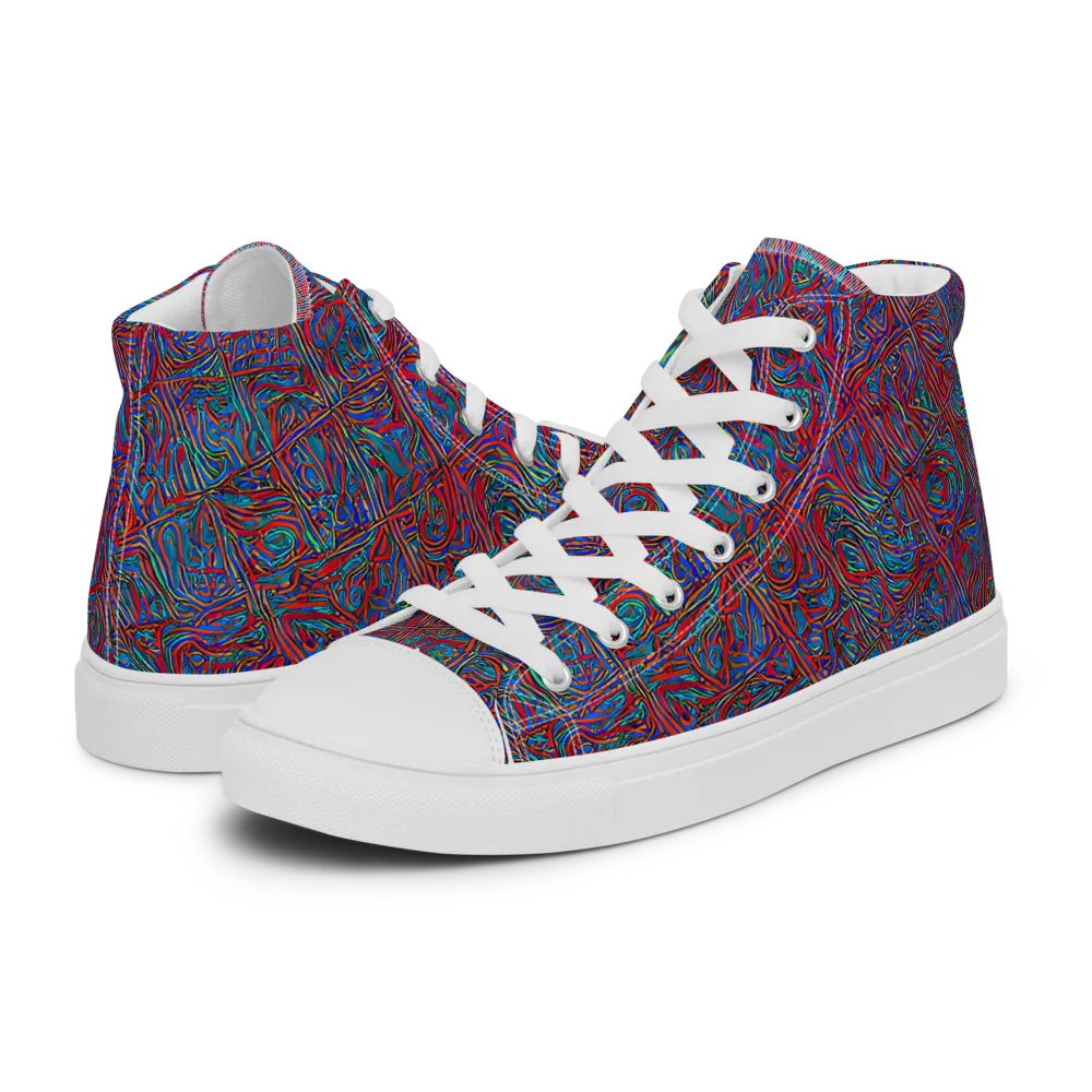 Kinetic Mosaic on Men's High Top Canvas Shoes — Left