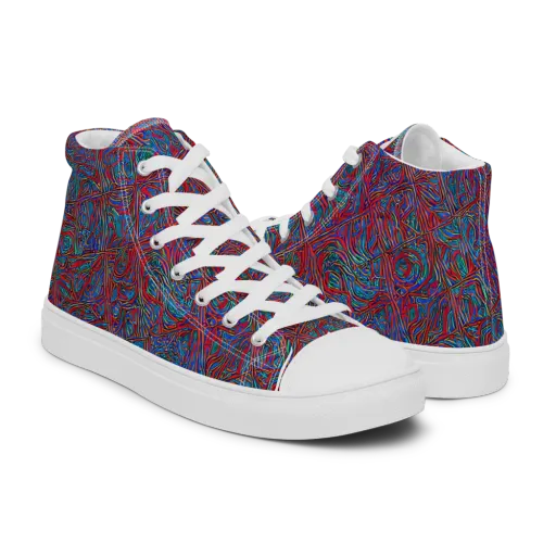 Kinetic Mosaic on a Men's High Top Canvas Shoes