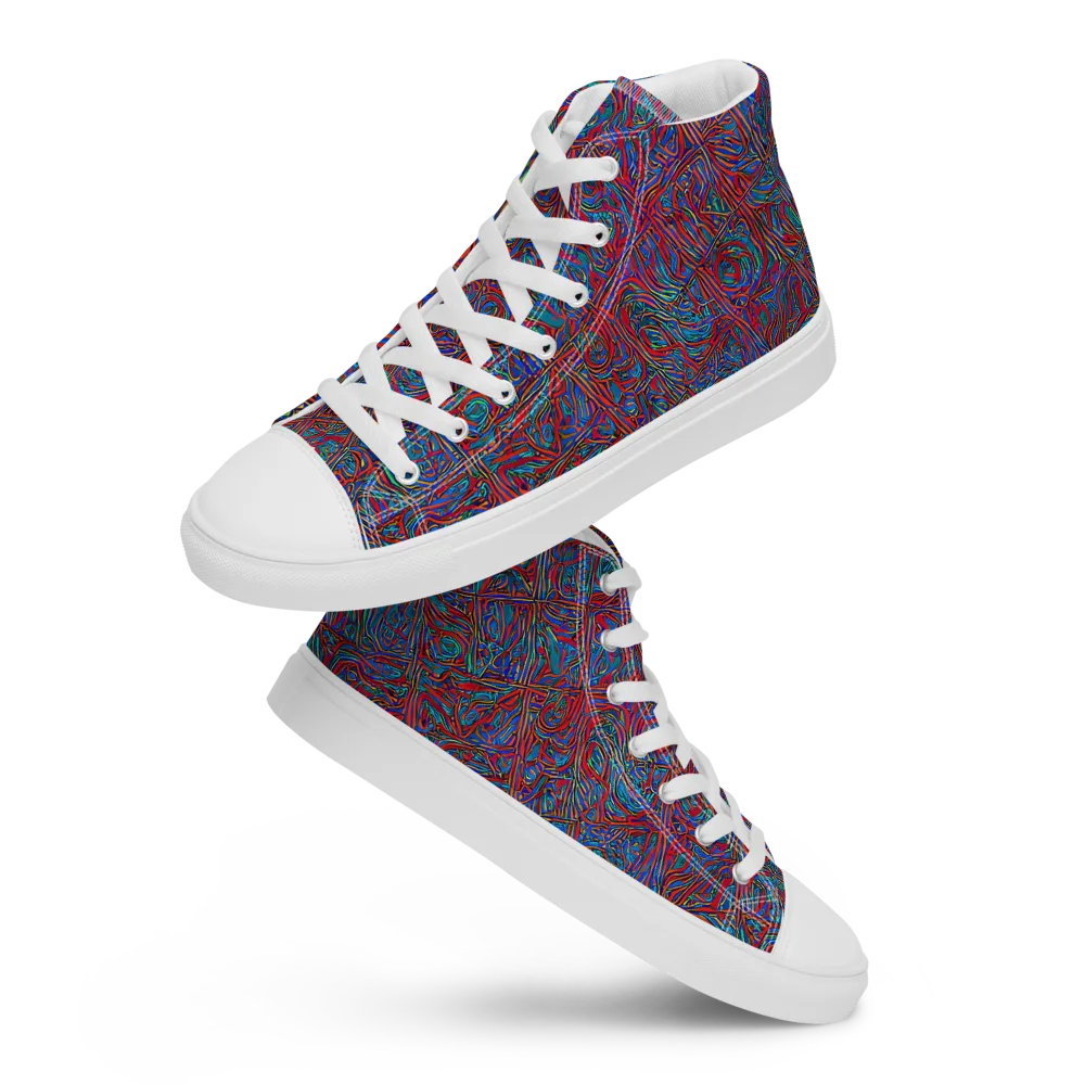 Kinetic Mosaic on Men's High Top Canvas Shoes — Front