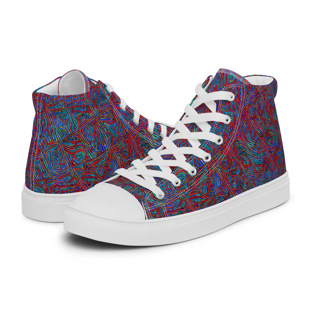 Kinetic Mosaic on Women's High Top Canvas Shoes — Left