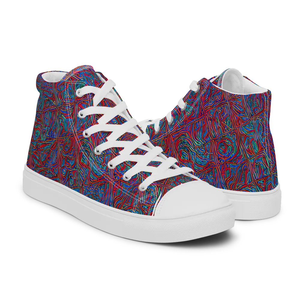 Kinetic Mosaic on Women's High Top Canvas Shoes — Right