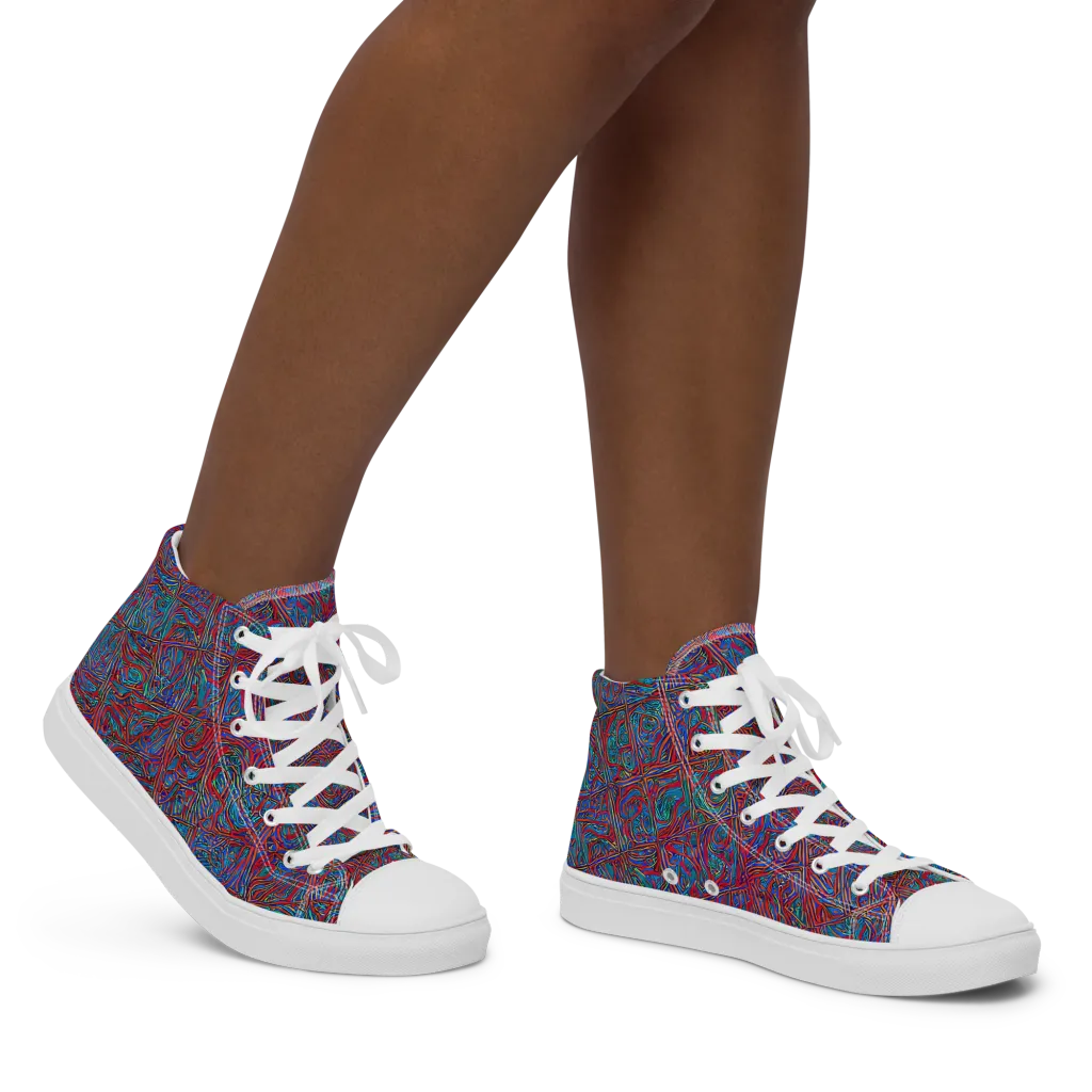 Kinetic Mosaic on Women's High Top Canvas Shoes — Right