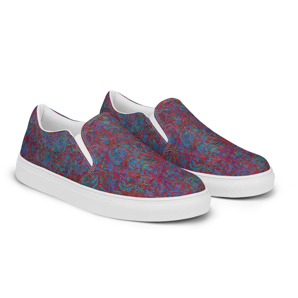 Kinetic Mosaic on Women's Slip-On Canvas Shoes — Right Front