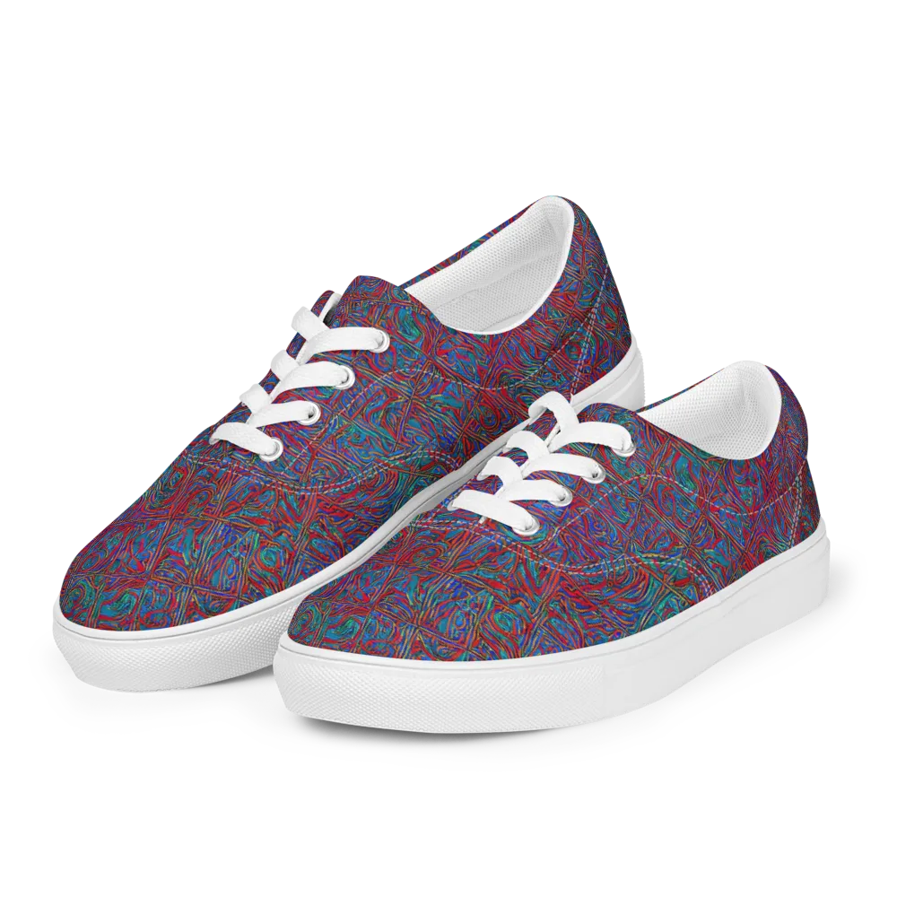 Kinetic Mosaic on Men's Lace-Up Canvas Shoes — Left Front