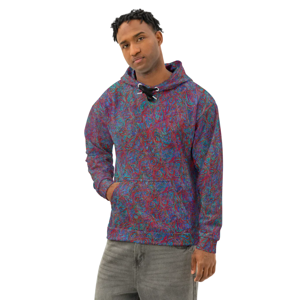 Kinetic Mosaic on Cotton Hoodie — Left Front