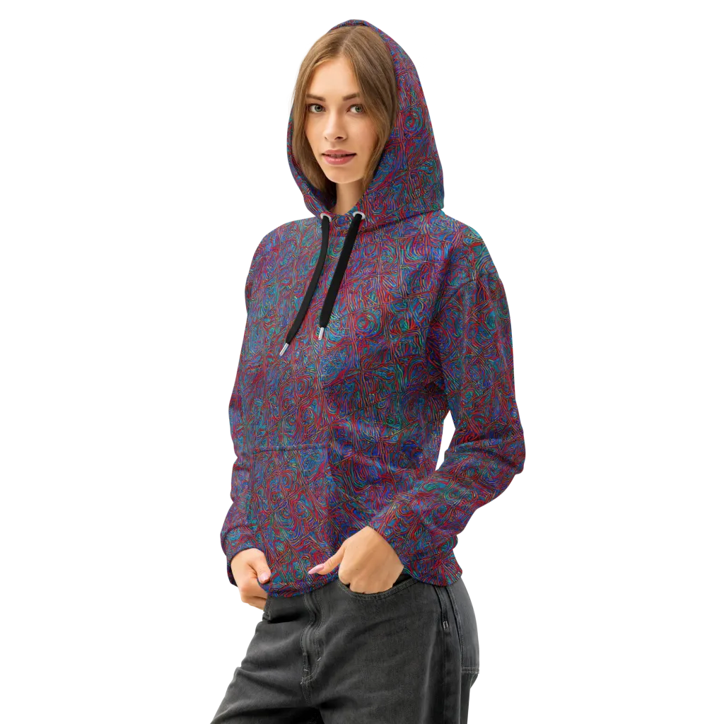 Kinetic Mosaic on Cotton Hoodie — Left Front