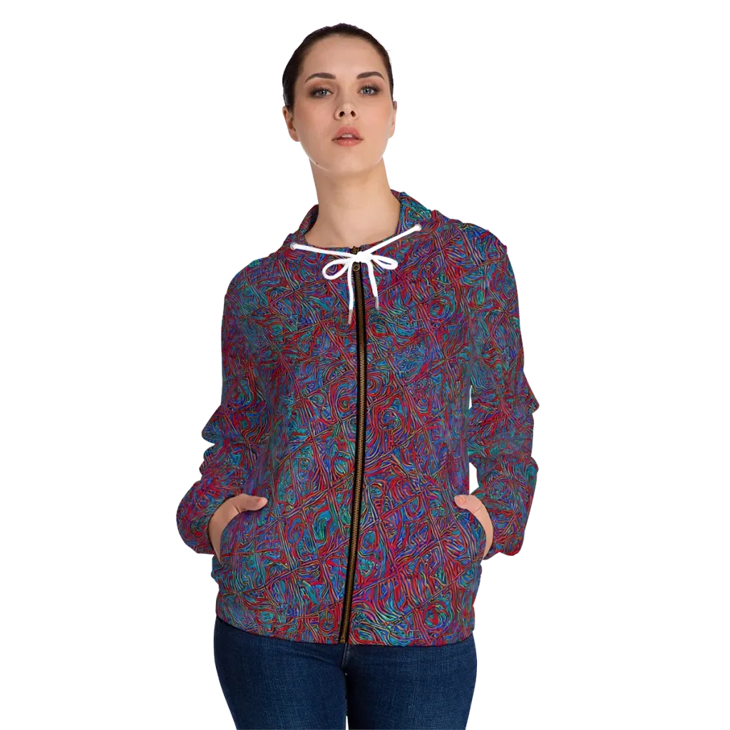 Kinetic Mosaic on Women's Full-Zip Hoodie — Front On Person