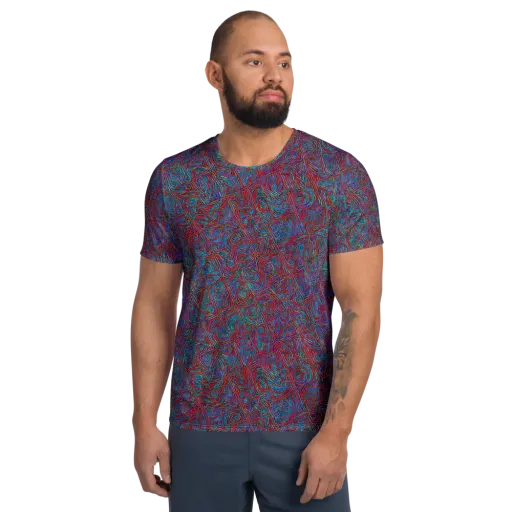 Kinetic Mosaic on a Men's Athletic T-Shirt