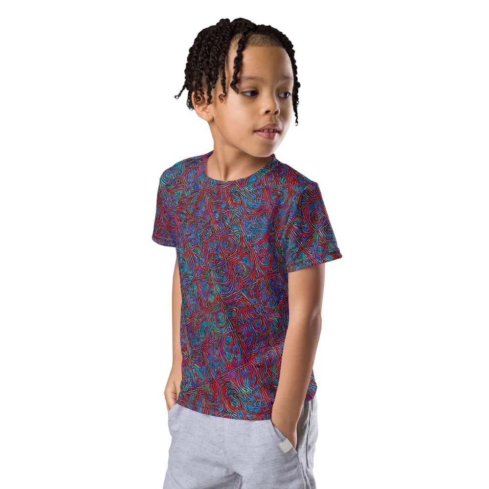 Kinetic Mosaic on Kids Crew Neck T-Shirt — Left Front