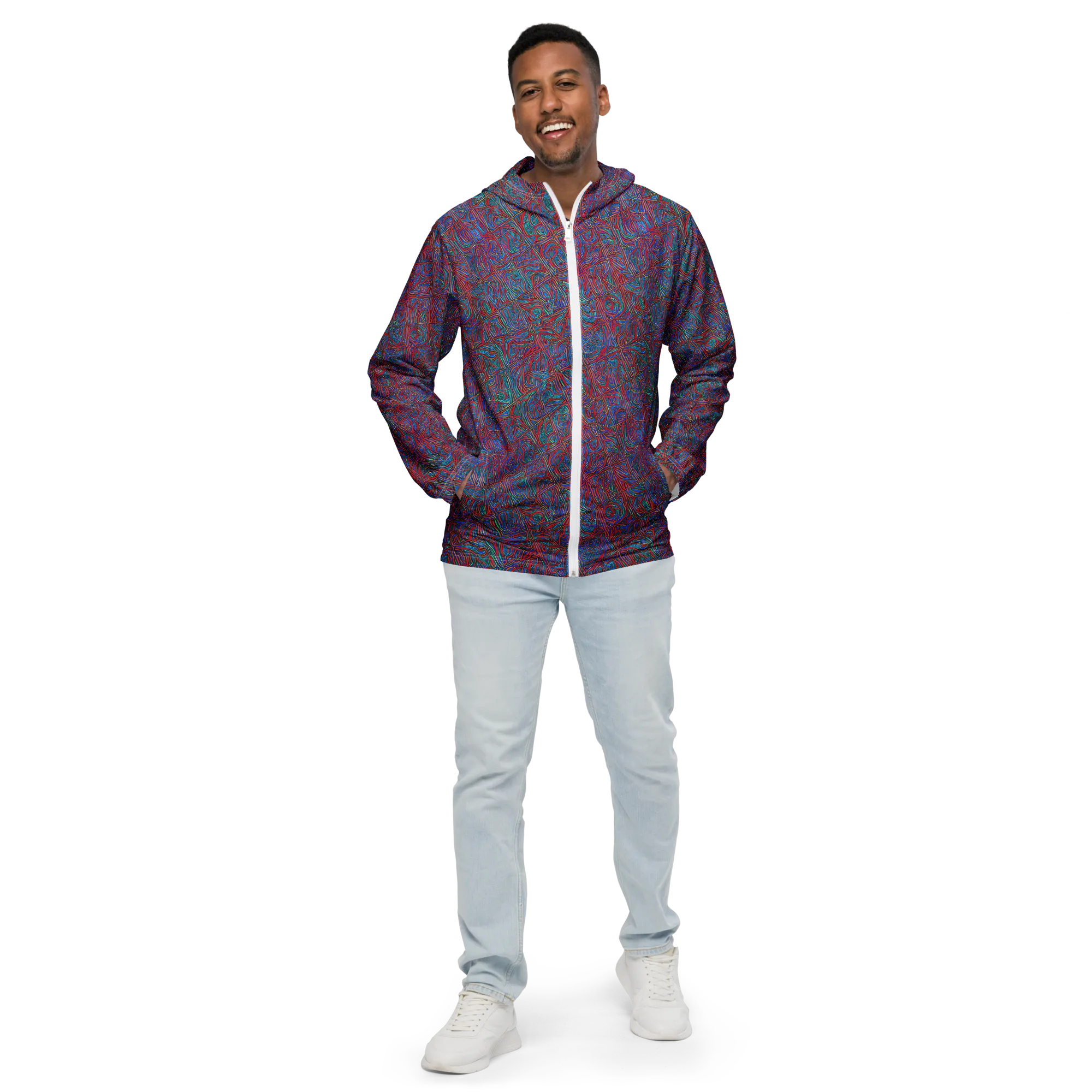 Kinetic Mosaic on Men's Windbreaker — Front