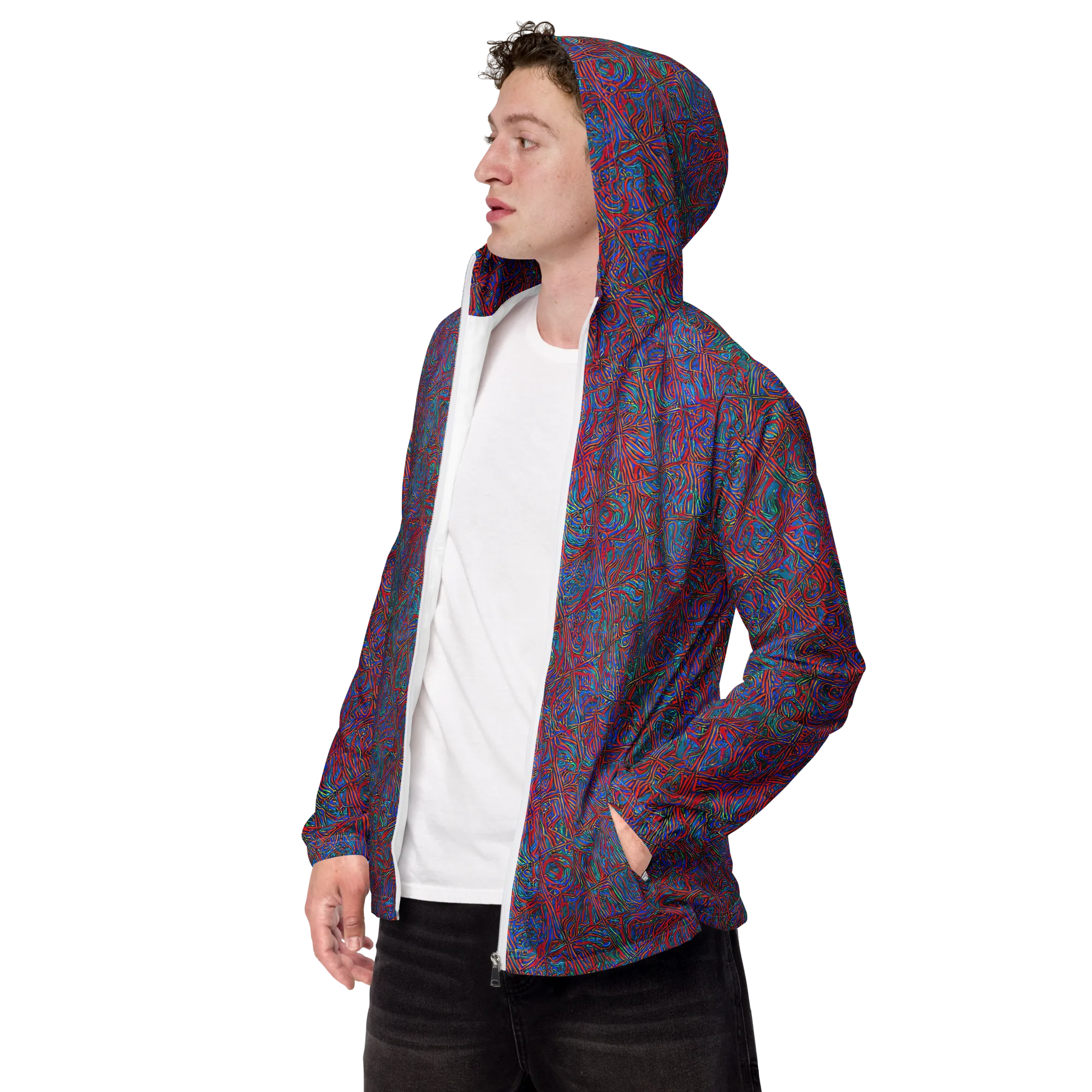 Kinetic Mosaic on Men's Windbreaker — Left Front