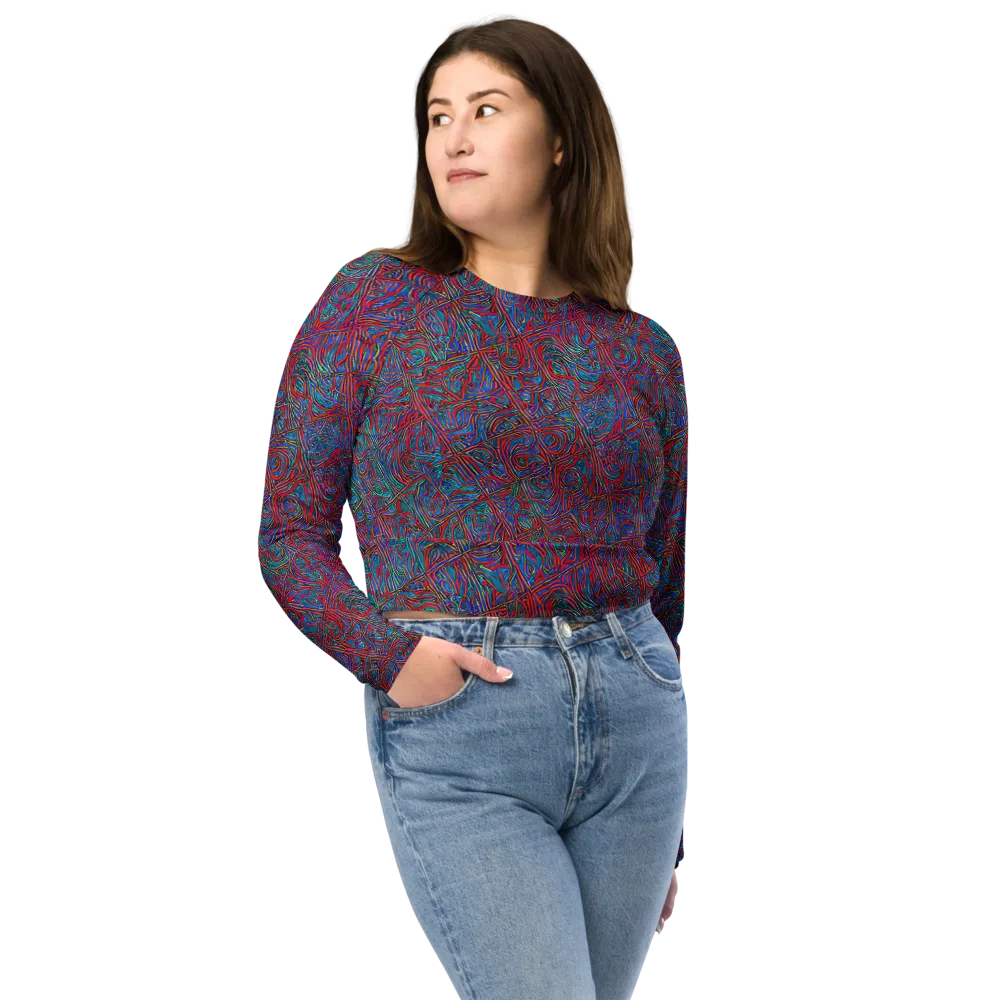 Kinetic Mosaic on Long Sleeve Crop Top — Front