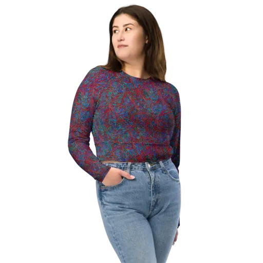 Kinetic Mosaic on a Long Sleeve Crop Top